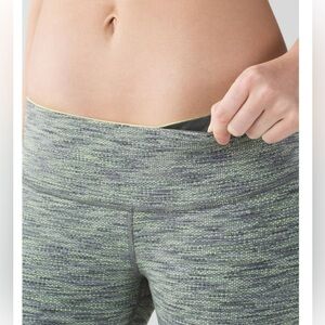 LULULEMON Wunder Under Crop II Diamond Jacquard Space Dye Slate Yellow